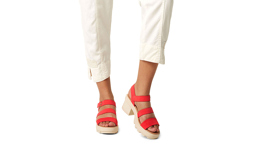 Sorel Joanie Heel Ankle Strap Sandals - Womens, Red Glo/Honey White, 9, 2069761-617-9