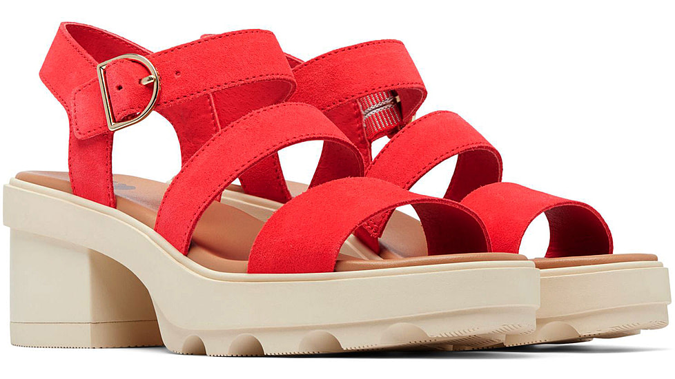 Sorel Joanie Heel Ankle Strap Sandals - Womens, Red Glo/Honey White, 9, 2069761-617-9