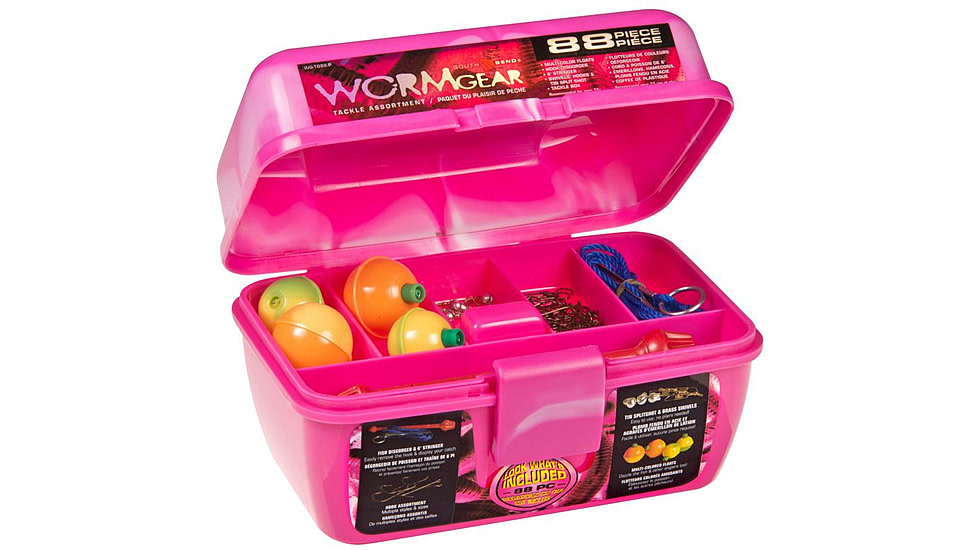 South Bend Worm Gear 88pc Tackle Box,Pink 068904