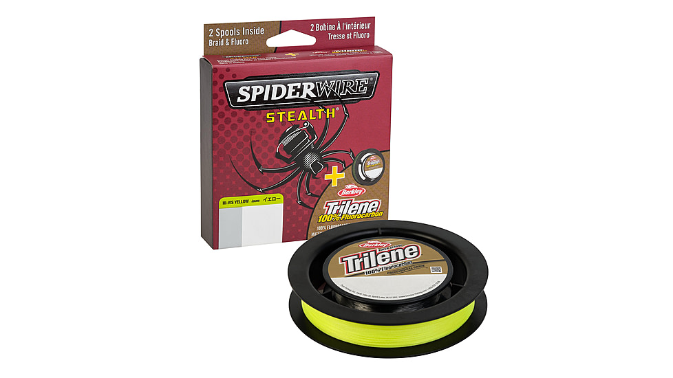 Spiderwire Stealth Trilene 100% Fluorocarbon Dual Superline, 0.007in/0.17mm, 8lb/3.6kg, 125yd/114m, 2lb, Hi-Vis Yellow/Clear, STT1DS8-HVY