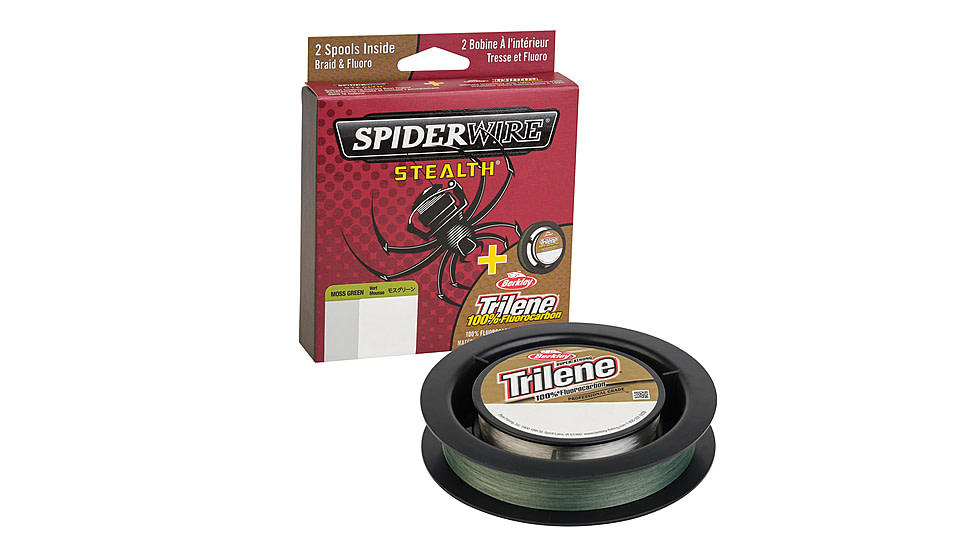 Spiderwire Stealth Trilene 100% Fluorocarbon Dual Superline, 0.008in/0.20mm, 10lb/4.5kg, 125yd/114m, 4lb, Moss Green/Clear, STT1DS10-MGRN
