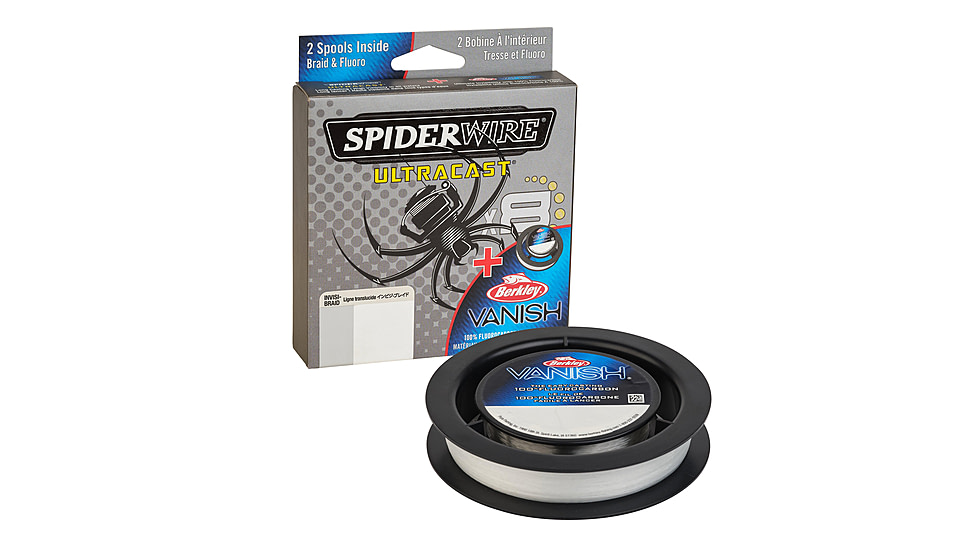 Spiderwire Ultracast Vanish Dual Spool Superline, 0.006in/0.15mm, 20lb/9kg, 164yd/150m, 8lb, Translucent/Clear, SUCVNDS20-IB