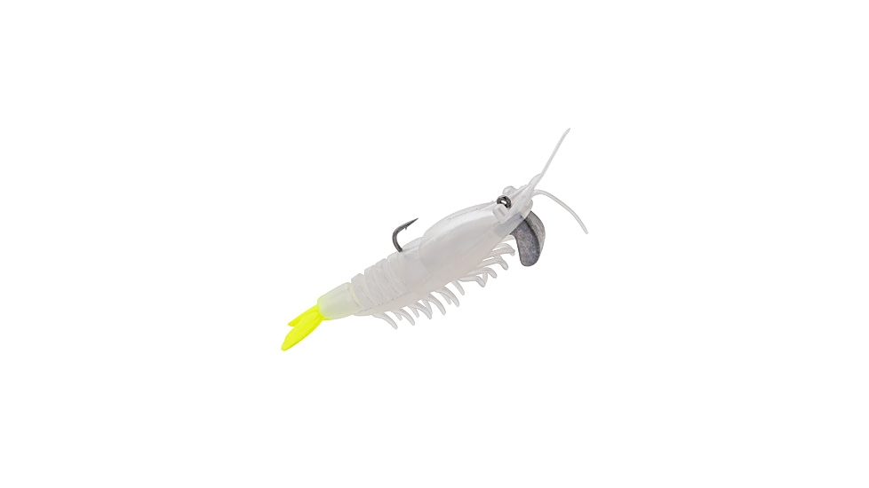 Strike King Pre-Rigged Tidal Shrimp 1/4oz, Pearl Chartreuse Tail, 2.75in, PRSSW275-492
