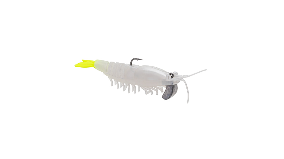 Strike King Pre-Rigged Tidal Shrimp 1/4oz, Pearl Chartreuse Tail, 2.75in, PRSSW275-492