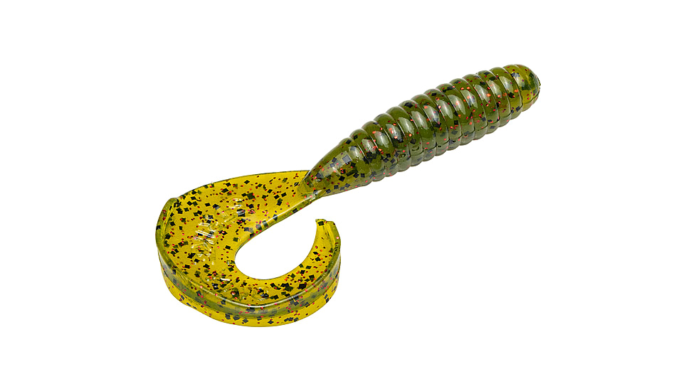Strike King Rage Tail Grub Fishing Lure, Soft Plastic Curly Tail Grub, Watermelon Seed w/ Red Flake, 4in, 10-Pack, RGGRUB4-18, RGGRUB4-18