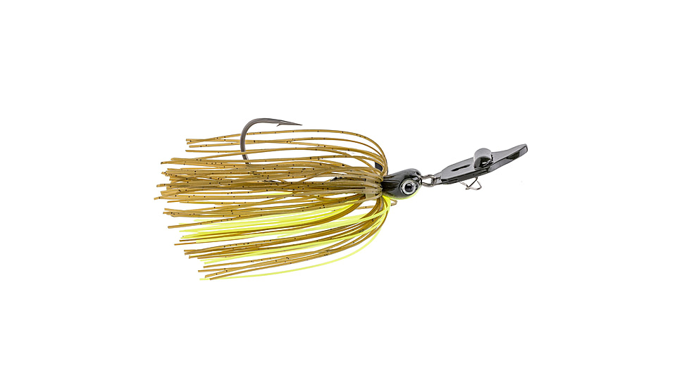 Strike King Rattling Thunder Cricket Bladed Jig, 3/8oz, 2.5in, Green Pumpkin Chartreuse, 12-36308