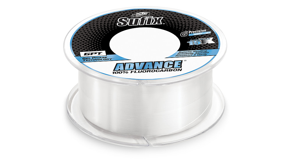 Sufix Advance Fluorocarbon 100% Fluorocarbon, 4Lb Test, .007in Dia, G2 Precision Winding, Gel Phase Technology, 200yd, Clear, 679-004C
