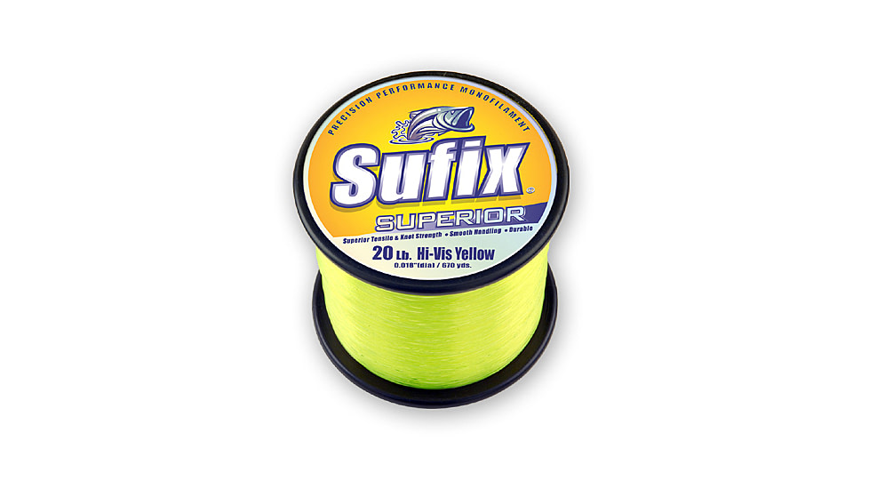 Sufix Superior Monofilament Line 12lb 1100yd Hi-Vis Yellow 1/4lb Spool, 638-112