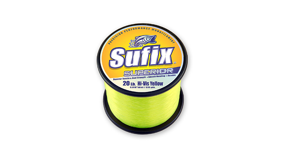 Sufix Superior Monofilament Line 25lb 4710yd Hi-Vis Yellow 2.2lb Spool, 647-625