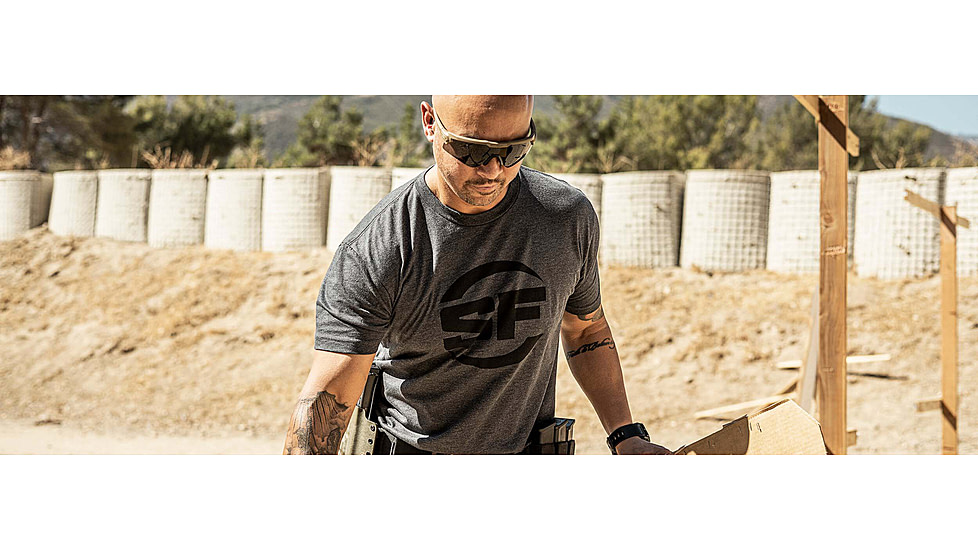 SureFire SF Button Logo T-Shirt - Mens, 60% Cotton/40% Polyester, Gray, 2XL, SST-SFB-DG-2XL