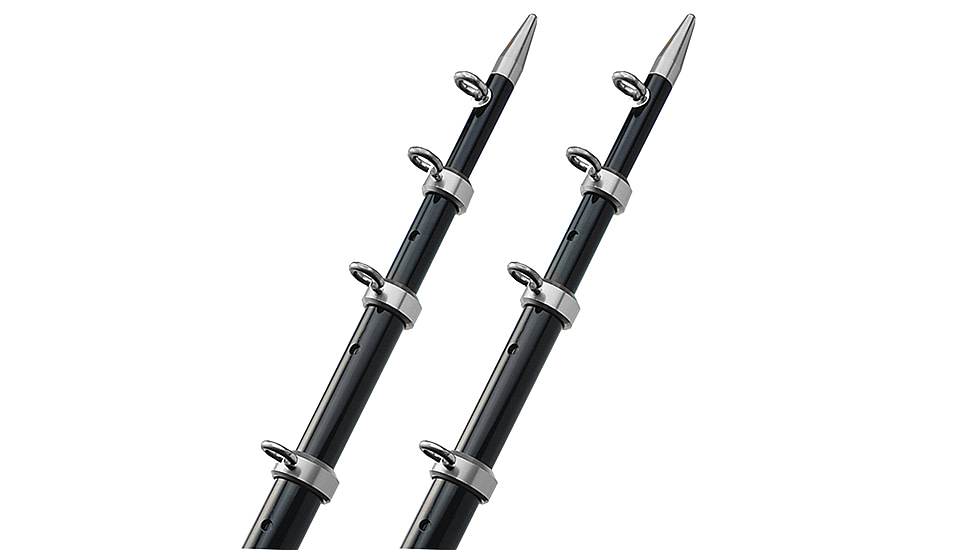 TACO Marine 18' Telescopic Outrigger Poles HD 1-1/2" - Black/Silver 54067