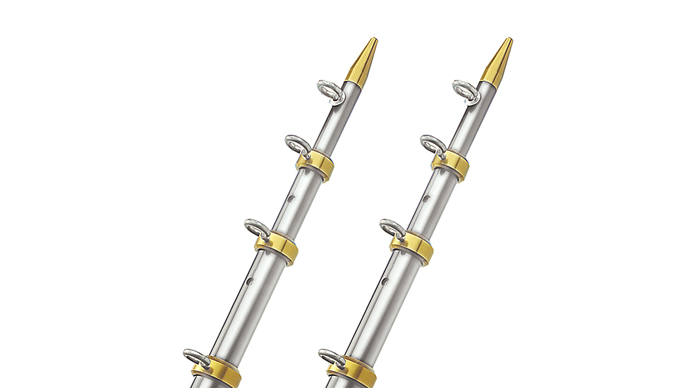 TACO Marine 18' Telescopic Outrigger Poles HD 1-1/2" - Silver/Gold 39138