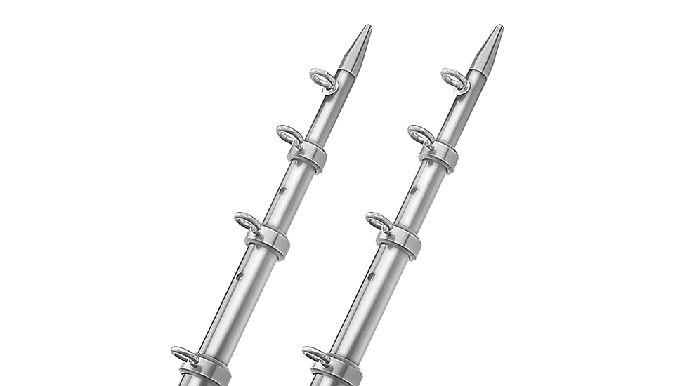 TACO Marine 18' Telescopic Outrigger Poles HD 1-1/2" - Silver/Silver 39139