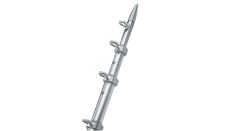 TACO Marine 8' Center Rigger Pole - Silver w/Silver Rings &amp; Tip - 1-1/8" Butt End Diameter 57016