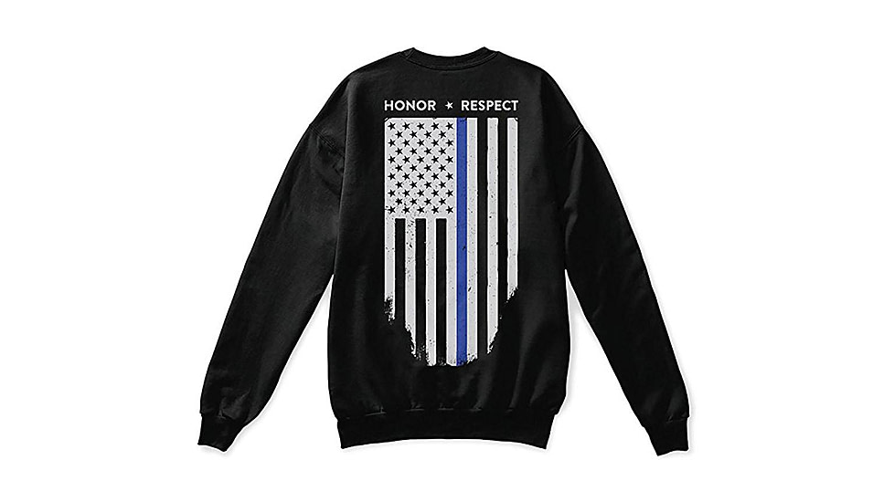 Thin Blue Line Crew Neck Sweatshirt, Black - TBL-CREW-BLACK-L