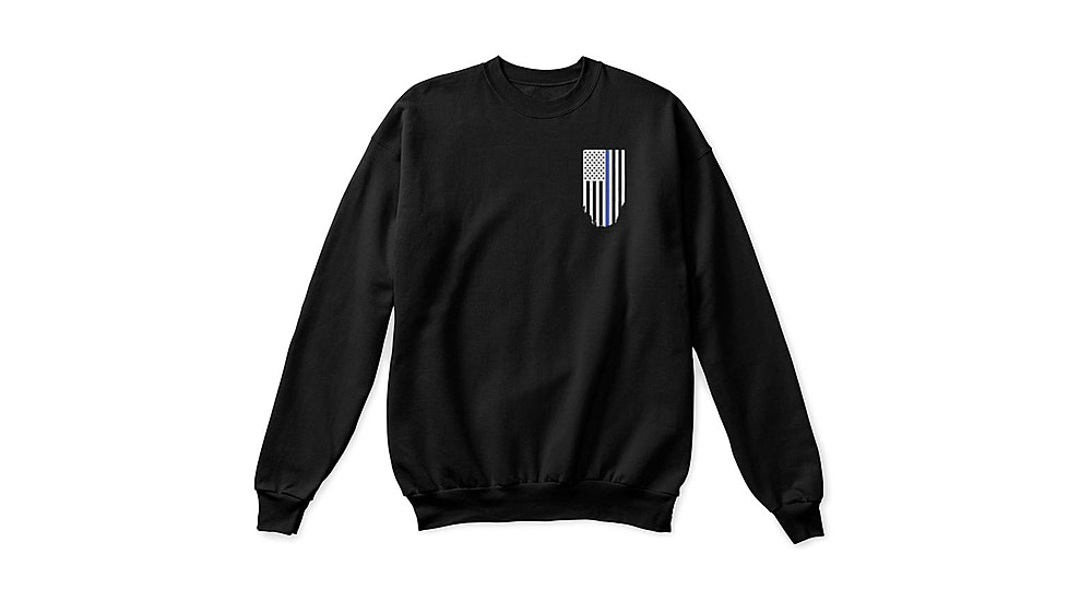 Thin Blue Line Crew Neck Sweatshirt, Black - TBL-CREW-BLACK-L