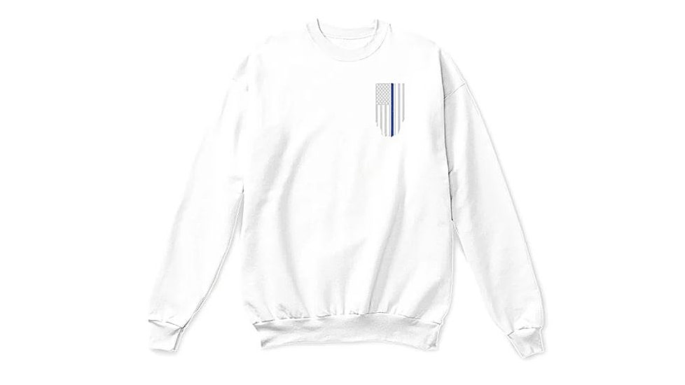 Thin Blue Line Crew Neck Sweatshirt, White - TBL-CREW-WHITE-XXL