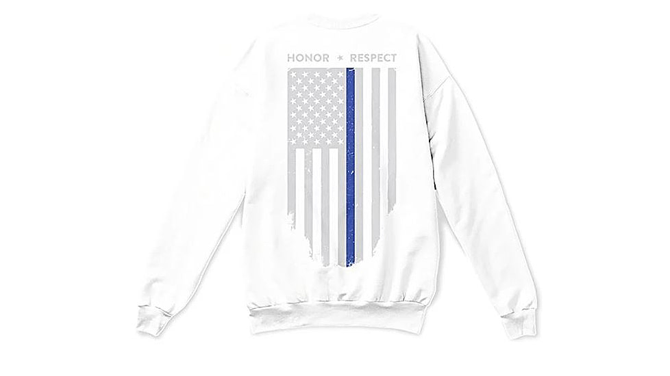 Thin Blue Line Crew Neck Sweatshirt, White - TBL-CREW-WHITE-XXL