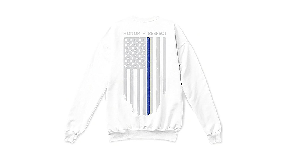 Thin Blue Line Crew Neck Sweatshirt, White - TBL-CREW-WHITE-XXXL