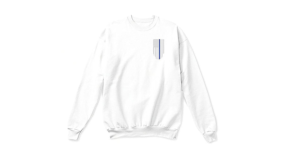 Thin Blue Line Crew Neck Sweatshirt, White - TBL-CREW-WHITE-XXXL