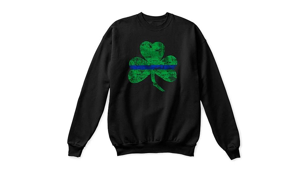 Thin Blue Line Crewneck, Shamrock, Black - STPAT-TBL-CREW-BLACK-XXL