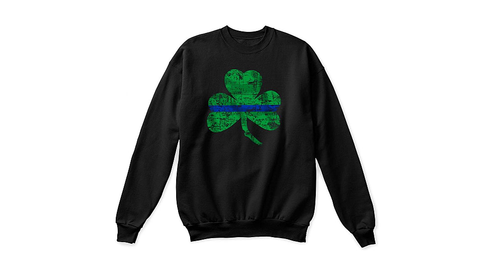 Thin Blue Line Crewneck, Shamrock, Black - STPAT-TBL-CREW-BLACK-XXXL