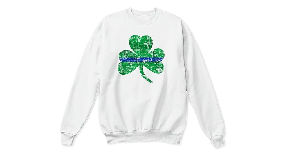 Thin Blue Line Crewneck, Shamrock, White - STPAT-TBL-CREW-WHITE-XXL