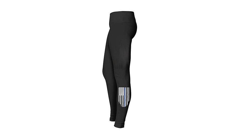 Thin Blue Line Flag Leggings - Vertical - Mens, Extra Large, Black, TBL-LG-XL
