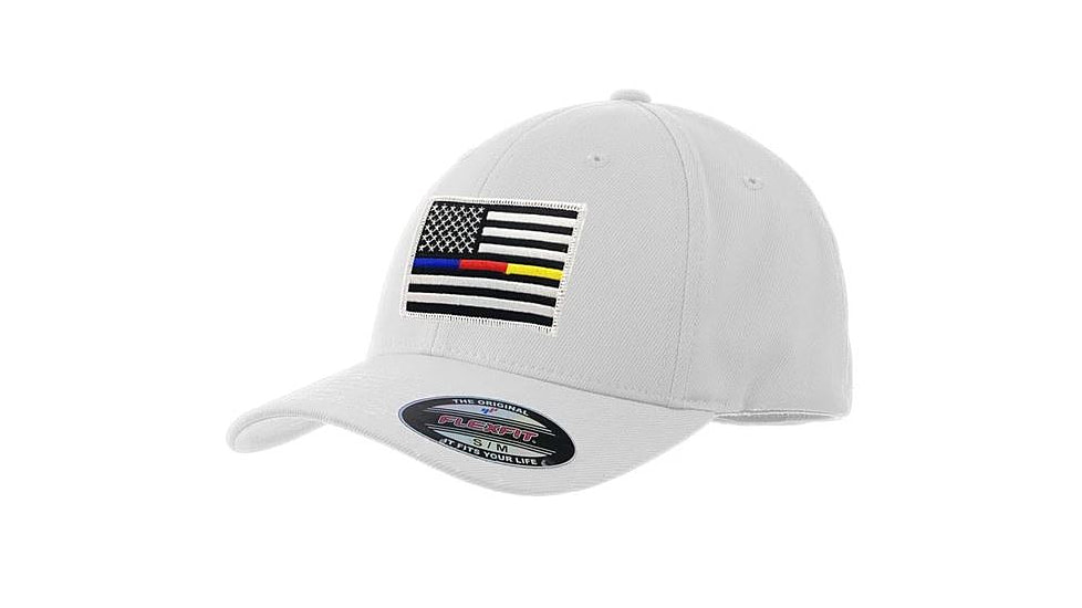 Thin Blue Line Flexfit Hat - Blue/red/gold Line Hat, Multi - FLEX-TBRG-WHITE-LARGE