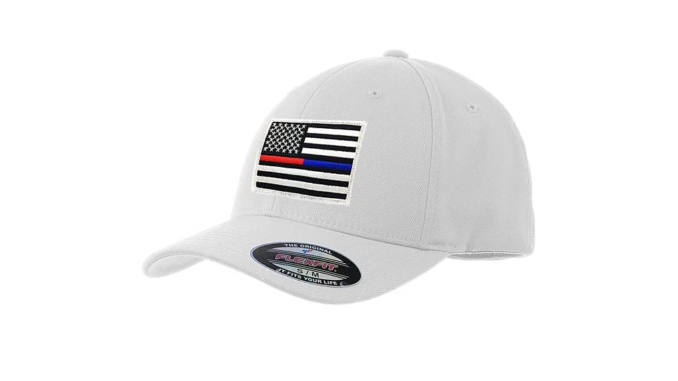 Thin Blue Line Flexfit Hat - Dual Line Red/blue, Thin Red Line - FLEX-DUAL-WHITE-LARGE