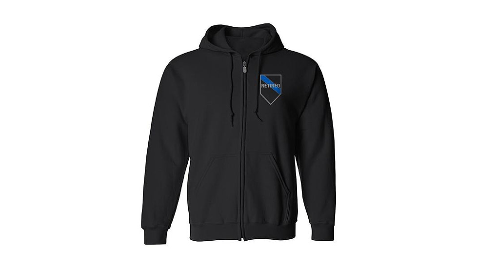 Thin Blue Line Full Zip - Retired - Unisex - RETIRED-ZIP-BLACK-LARGE