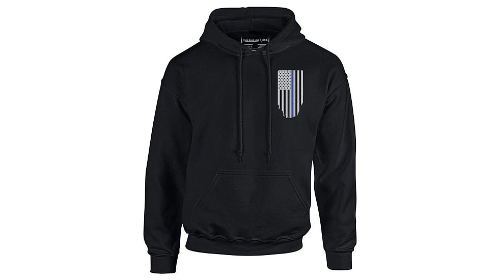 Thin Blue Line Hoodie - American Flag Honor &amp; Respect, Black - TBL-H-BLACK-XXXXL