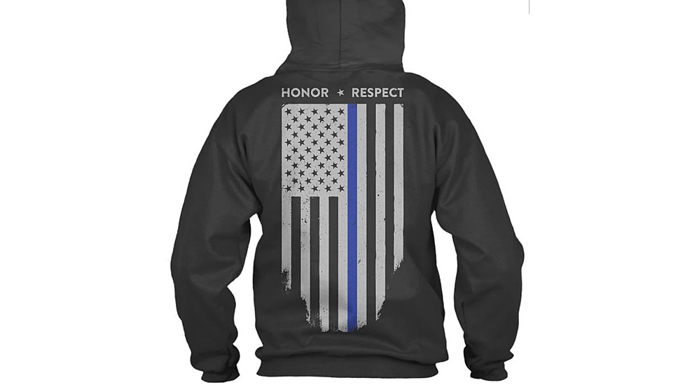 Thin Blue Line Hoodie - Honor/respect, Flag, Black - TBL-H-BLACK-XXL