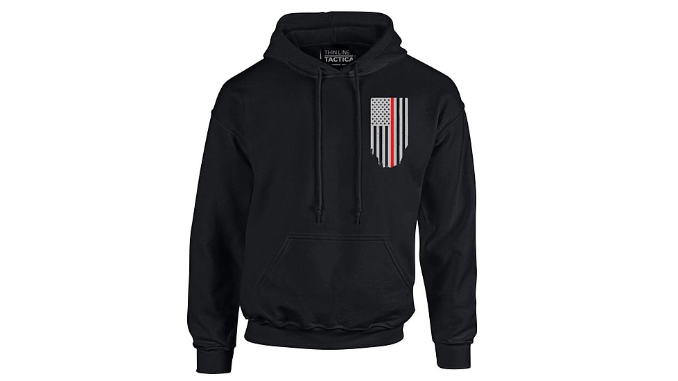 Thin Blue Line Hoodie - Honor/respect Thin Red Line American Flag, Black, 5XL - TRL-H-BLACK-5XL