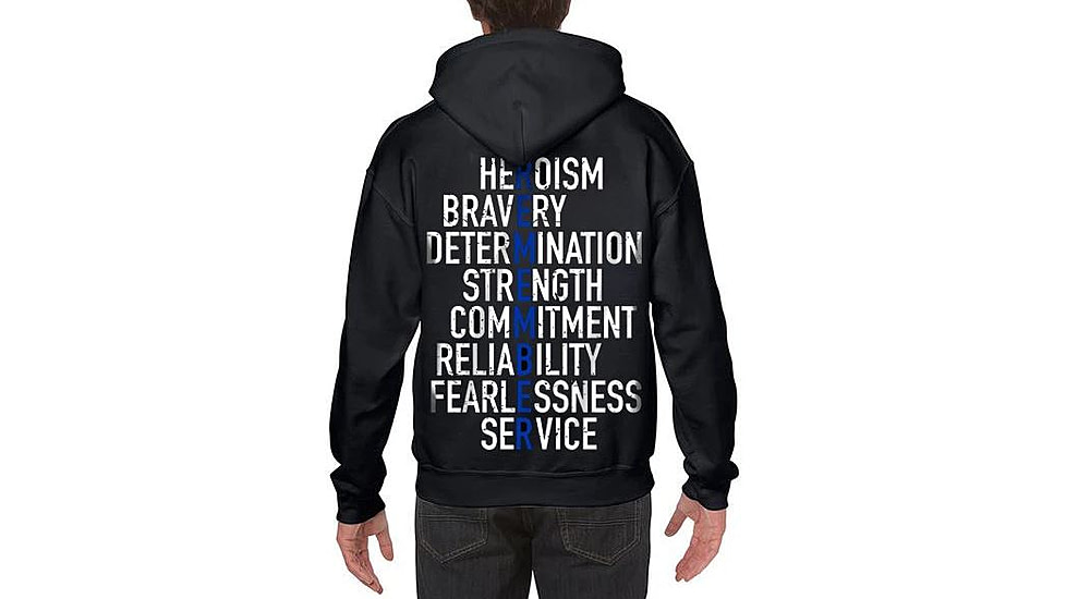 Thin Blue Line Hoodie - Remember, 4XL, Regular - MENS-REM-HOOD-XXXXL