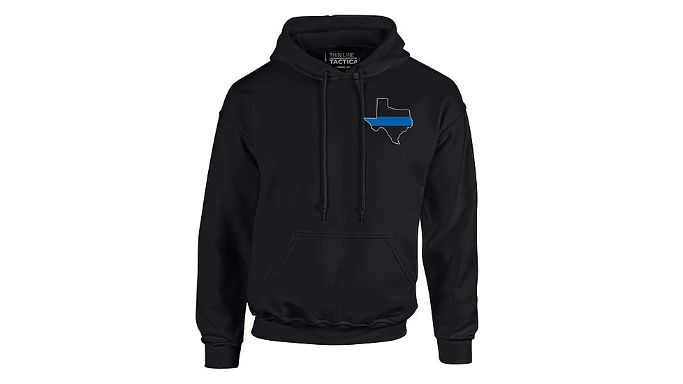 Thin Blue Line Hoodie - Texas , Black - TEXAS-H-BLACK-XXL