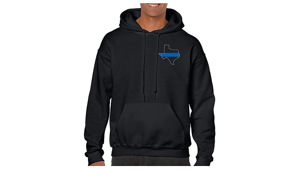 Thin Blue Line Hoodie - Texas , Black - TEXAS-H-BLACK-XXL