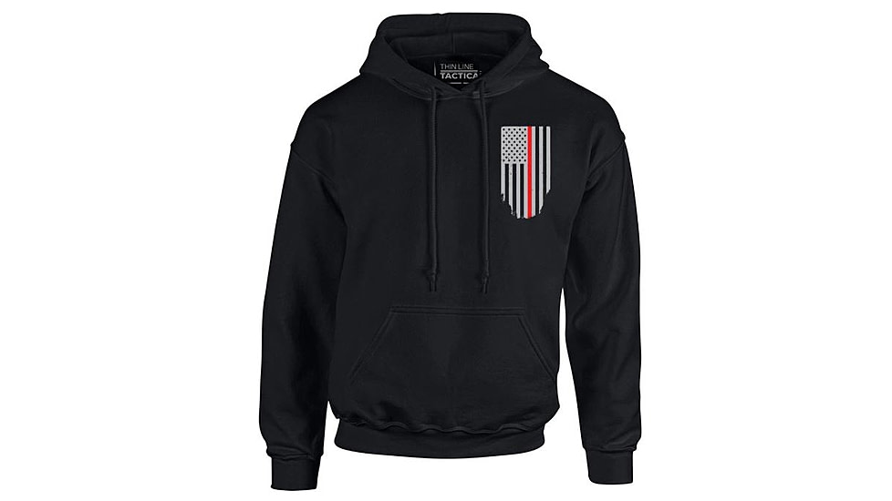 Thin Blue Line Hoodie - Thin Red Line American Flag Honor &amp; Respect, Black - TRL-H-BLACK-XXL