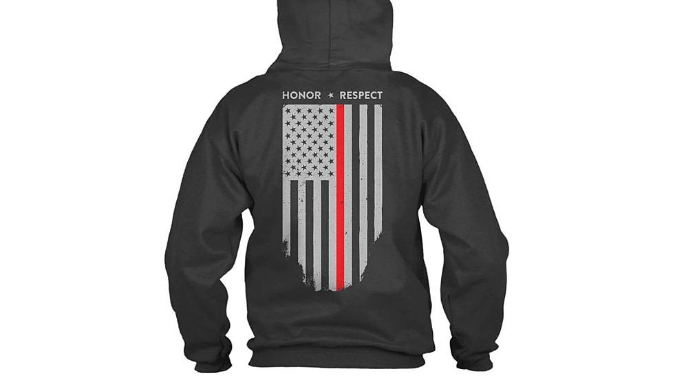 Thin Blue Line Hoodie - Thin Red Line American Flag Honor &amp; Respect, Black - TRL-H-BLACK-XXL