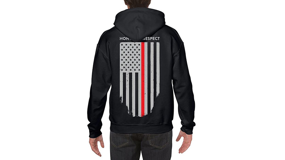 Thin Blue Line Hoodie - Thin Red Line American Flag Honor &amp; Respect, Black - TRL-H-BLACK-XXL