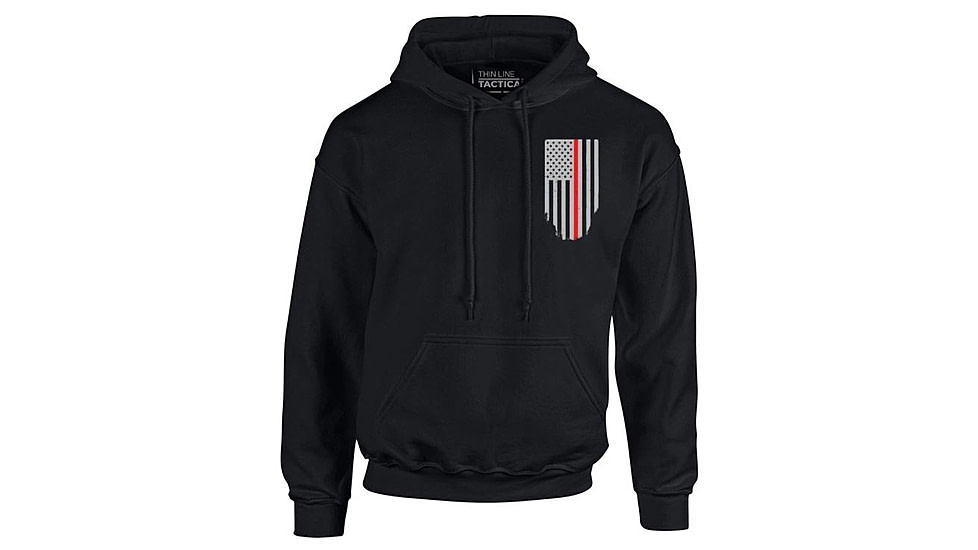 Thin Blue Line Hoodie - Thin Red Line American Flag Honor &amp; Respect, Black - TRL-H-BLACK-XXXXL