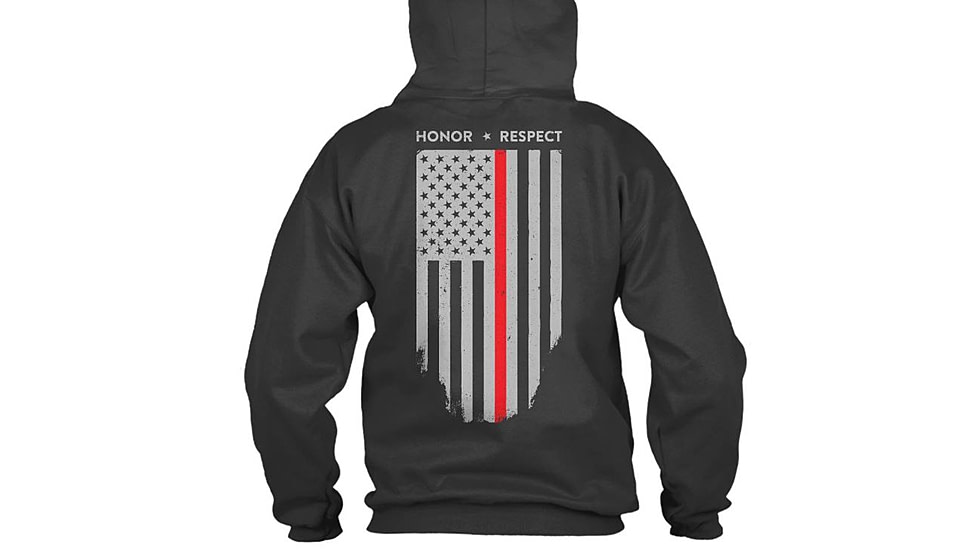 Thin Blue Line Hoodie - Thin Red Line American Flag Honor &amp; Respect, Black - TRL-H-BLACK-XXXXL
