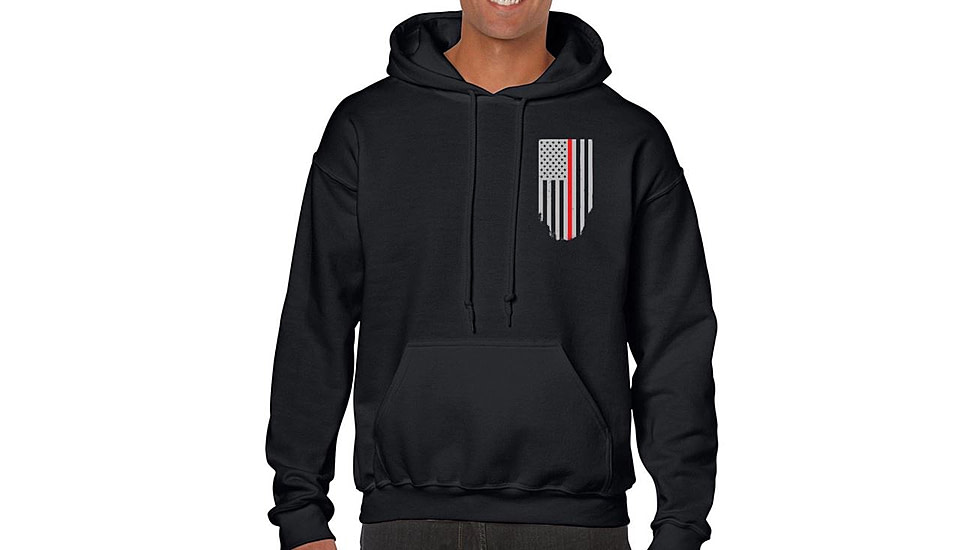 Thin Blue Line Hoodie - Thin Red Line American Flag Honor &amp; Respect, Black - TRL-H-BLACK-XXXXL