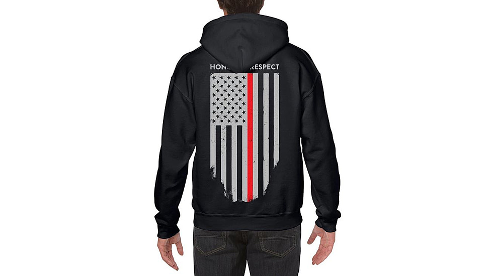 Thin Blue Line Hoodie - Thin Red Line American Flag Honor &amp; Respect, Black - TRL-H-BLACK-XXXXL