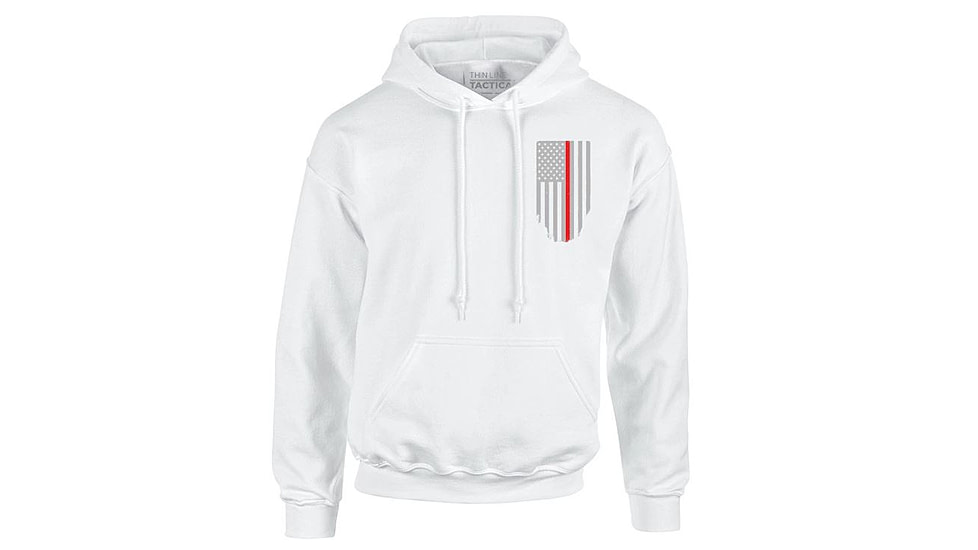 Thin Blue Line Hoodie - Thin Red Line American Flag Honor &amp; Respect, White - TRL-H-WHITE-XXL