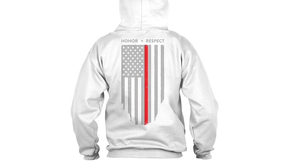 Thin Blue Line Hoodie - Thin Red Line American Flag Honor &amp; Respect, White - TRL-H-WHITE-XXL