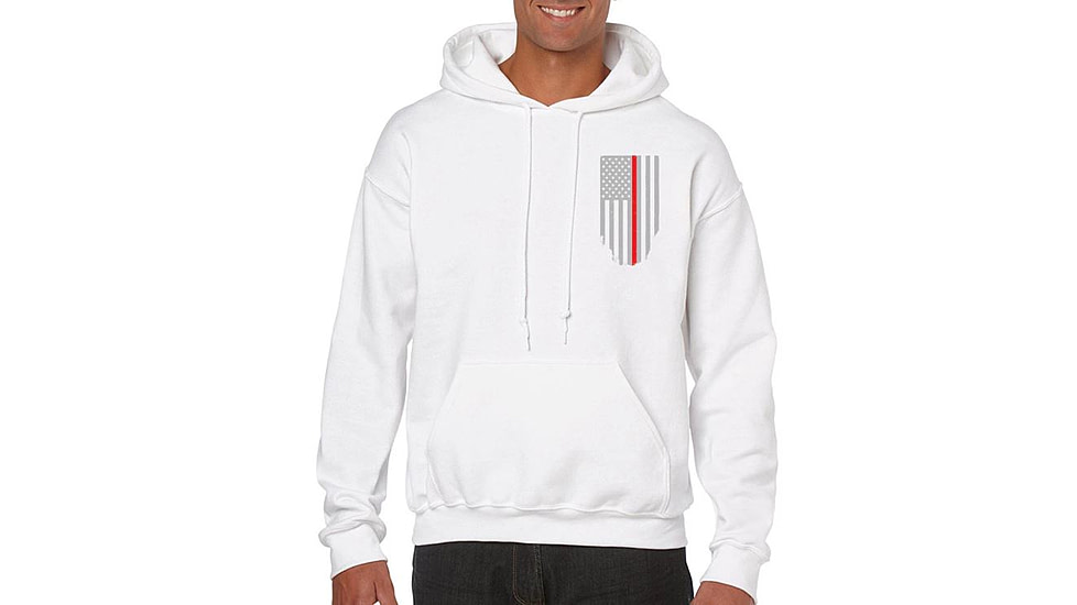Thin Blue Line Hoodie - Thin Red Line American Flag Honor &amp; Respect, White - TRL-H-WHITE-XXL
