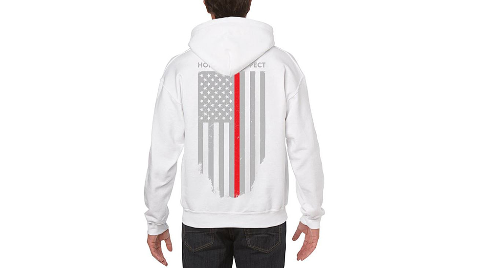 Thin Blue Line Hoodie - Thin Red Line American Flag Honor &amp; Respect, White - TRL-H-WHITE-XXL