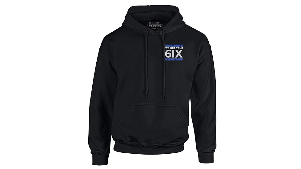 Thin Blue Line Hoodie - We Got Your 6ix, Black - 6IX-H-BLACK-XXL