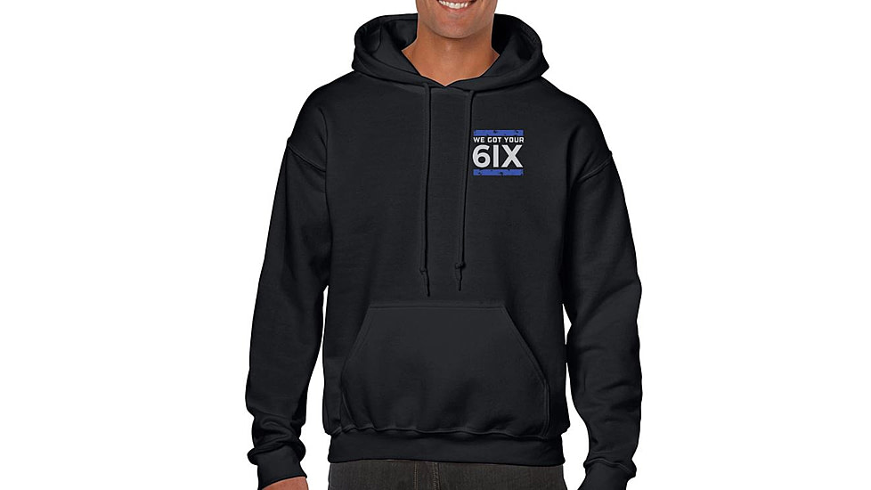 Thin Blue Line Hoodie - We Got Your 6ix, Black - 6IX-H-BLACK-XXL